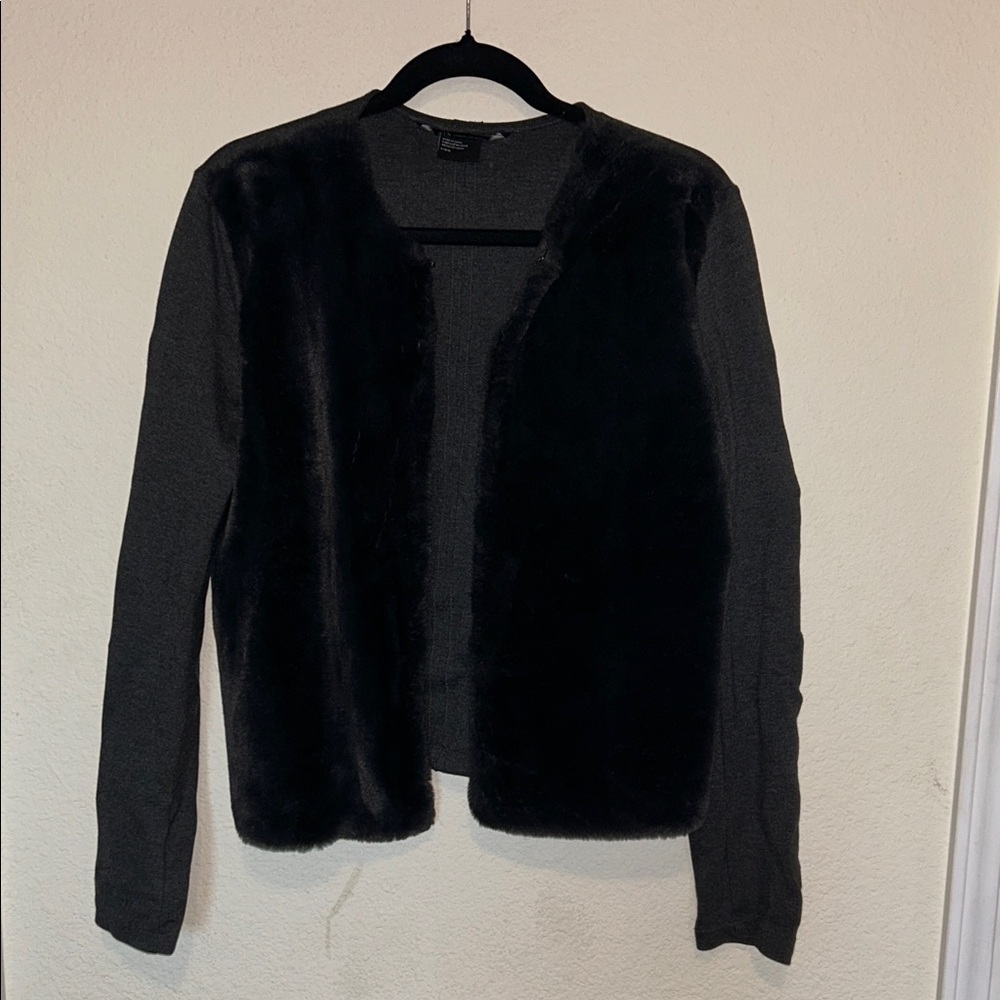 Armani Exchange - Charcoal Black Faux Fur Jacket